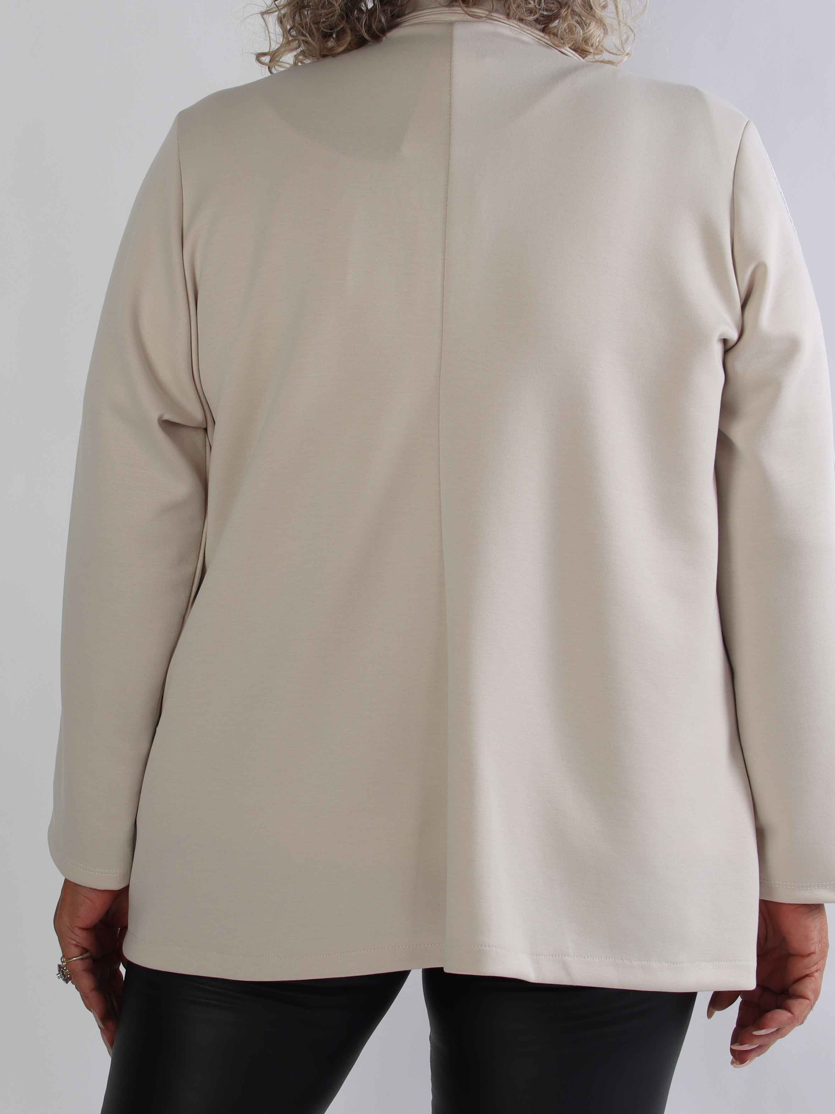 Ferrara - Plus size blazer i blød viskose med sporty hvide striber på ærmerne